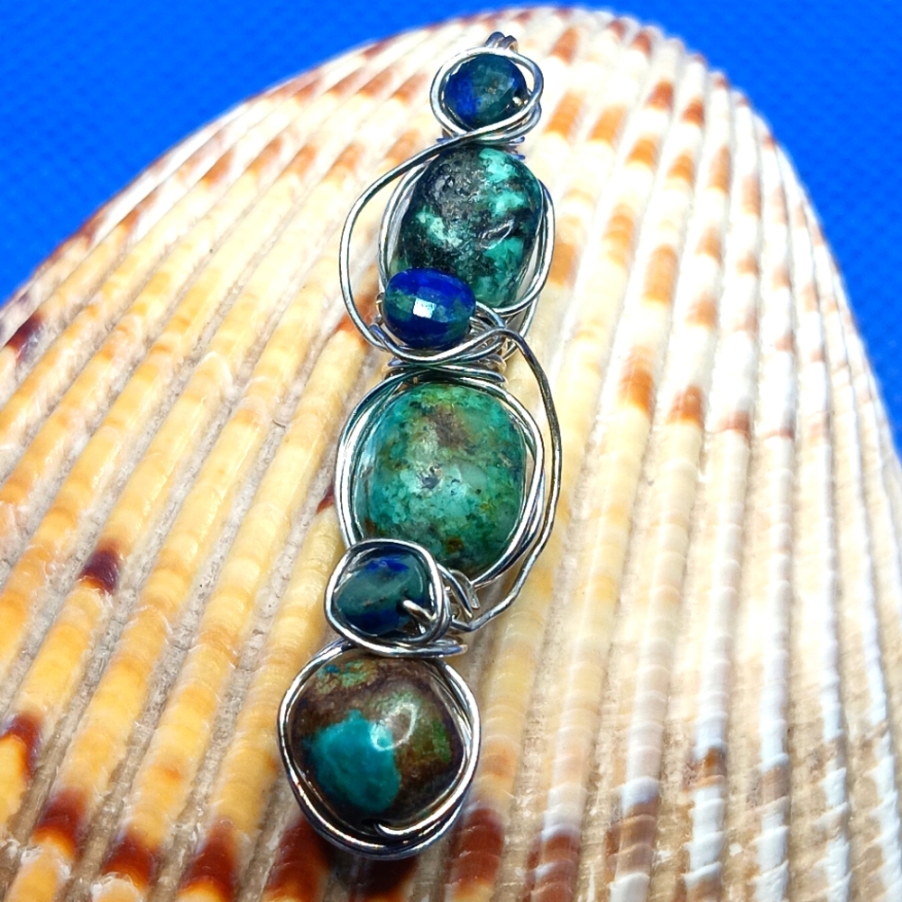 Turquoise And Lapis Lazuli Pendant Sterling Silver